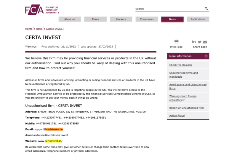 CertaInvest Review &ndash; Debunked Fraud That Should Be Avoided