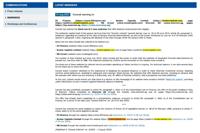 Broker Capitals Review – Disturbing Facts About Brokercapitals.com Trading Website