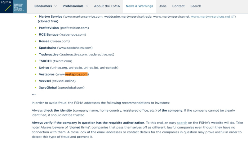 Vestapros Review – This Broker Should be Avoided at All Costs