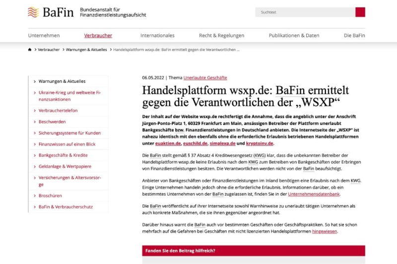 WSXP Review – Anonymous Scam After German-Speaking Clients